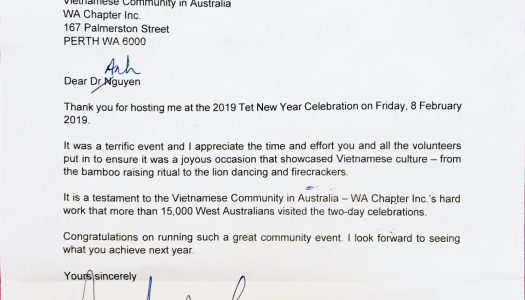 Letter from the Premier of Western Australia